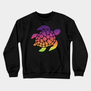 Bright Rainbow Ombre Faux Glitter Turtle Crewneck Sweatshirt